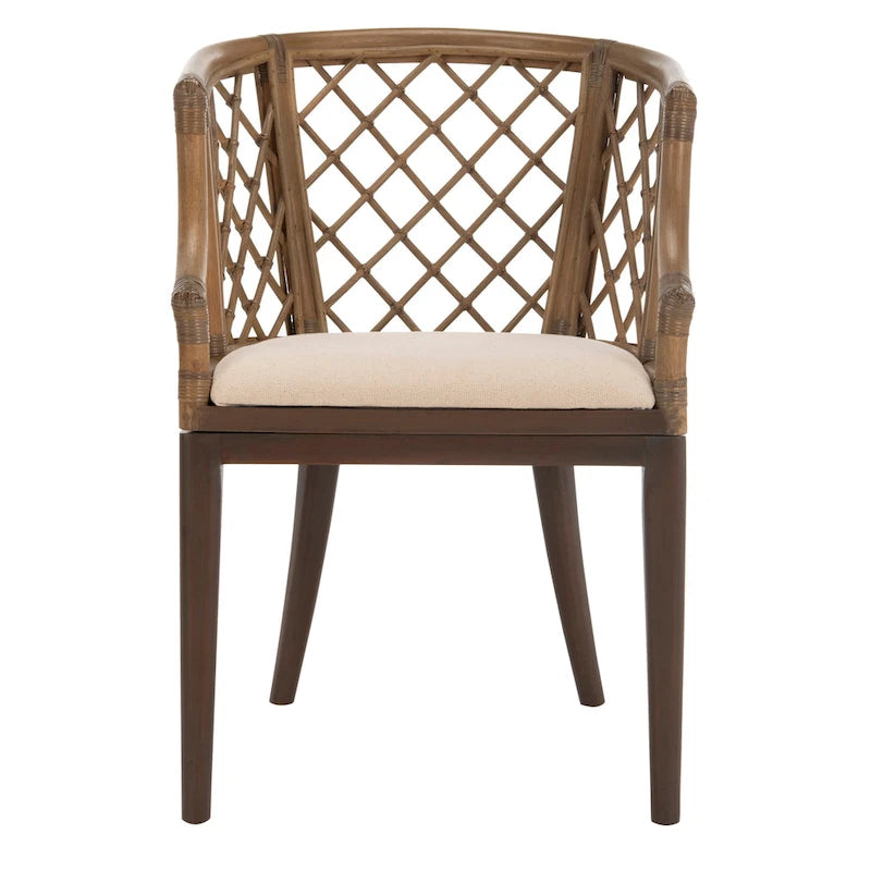 Retro, artistic, and European-style rattan grid armchair