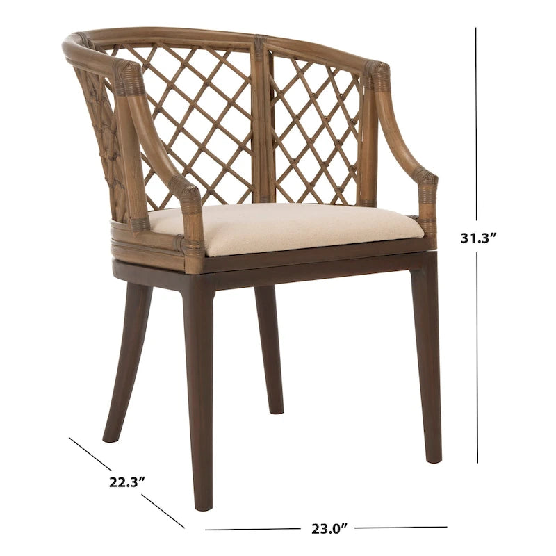 Retro, artistic, and European-style rattan grid armchair