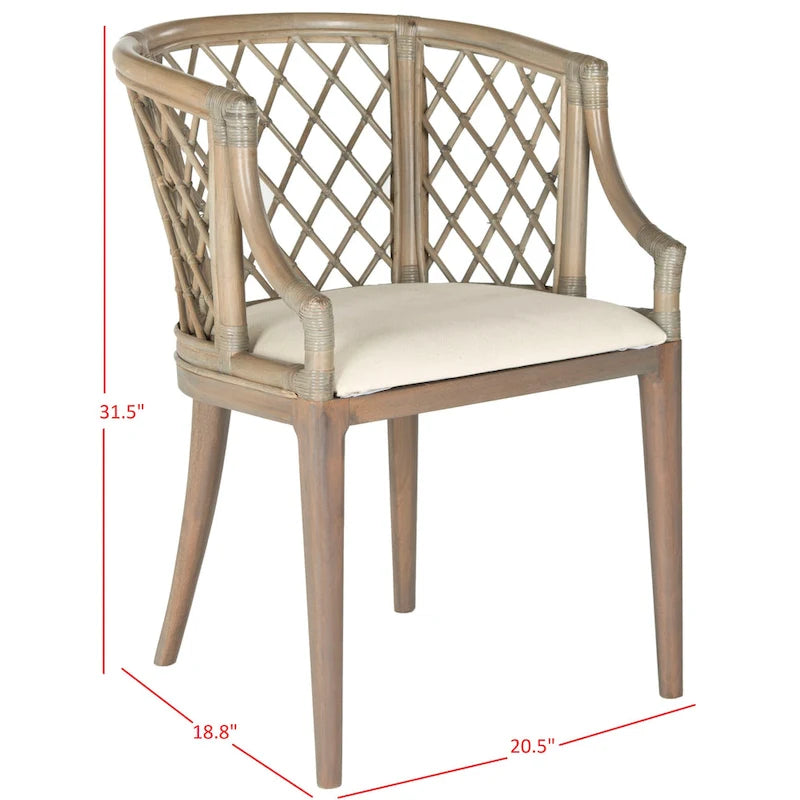 Retro, artistic, and European-style rattan grid armchair