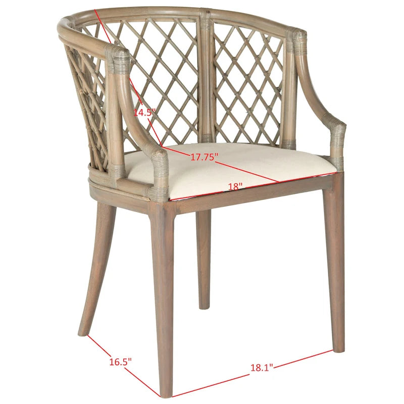 Retro, artistic, and European-style rattan grid armchair