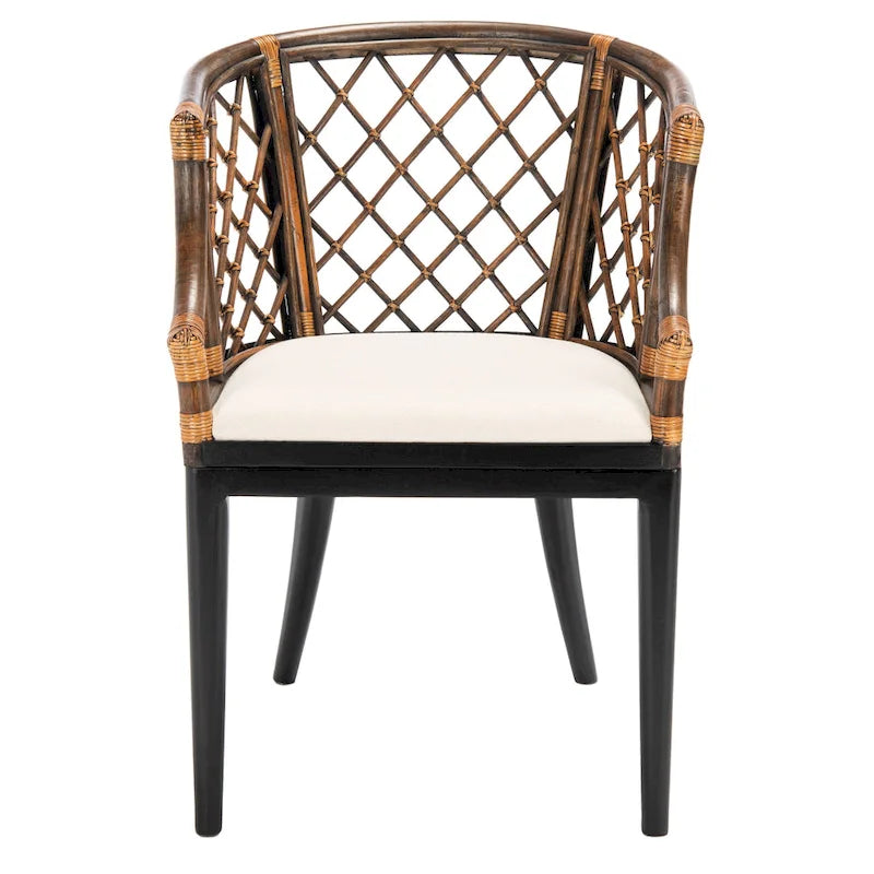 Retro, artistic, and European-style rattan grid armchair