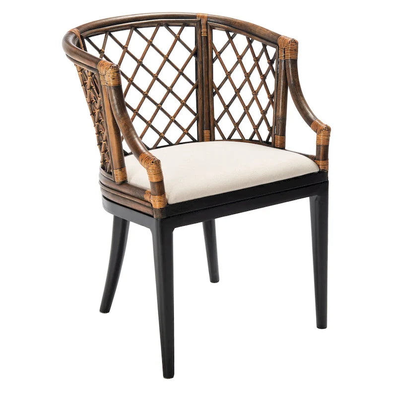 Retro, artistic, and European-style rattan grid armchair
