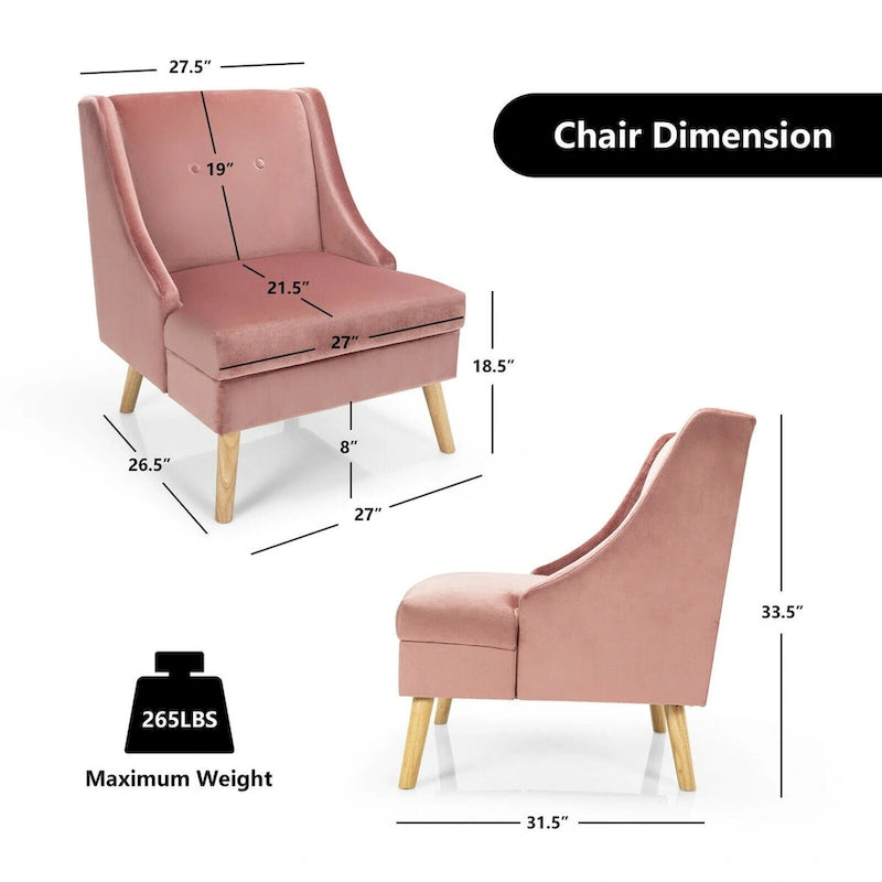 Pink Velvet High-Backed Armchair