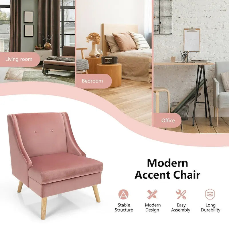 Pink Velvet High-Backed Armchair