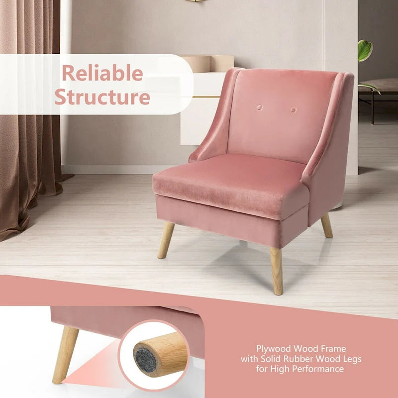 Pink Velvet High-Backed Armchair