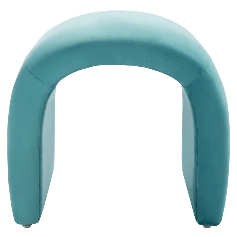 Modern Curved Velvet Ottoman for Contemporary Interiors, Plush Minimalist Accent Piece