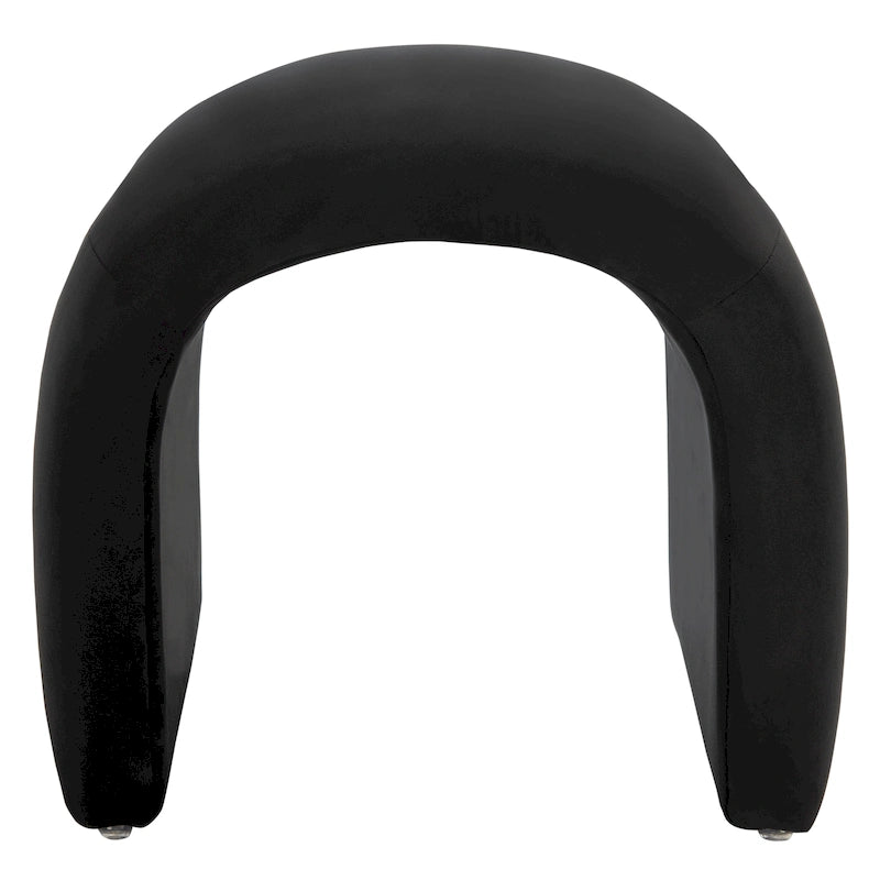Modern Curved Velvet Ottoman for Contemporary Interiors, Plush Minimalist Accent Piece