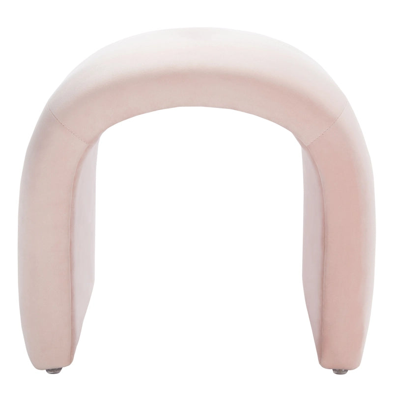 Modern Curved Velvet Ottoman for Contemporary Interiors, Plush Minimalist Accent Piece