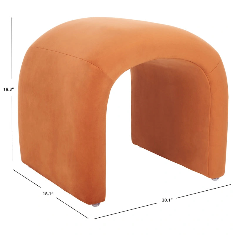 Modern Curved Velvet Ottoman for Contemporary Interiors, Plush Minimalist Accent Piece