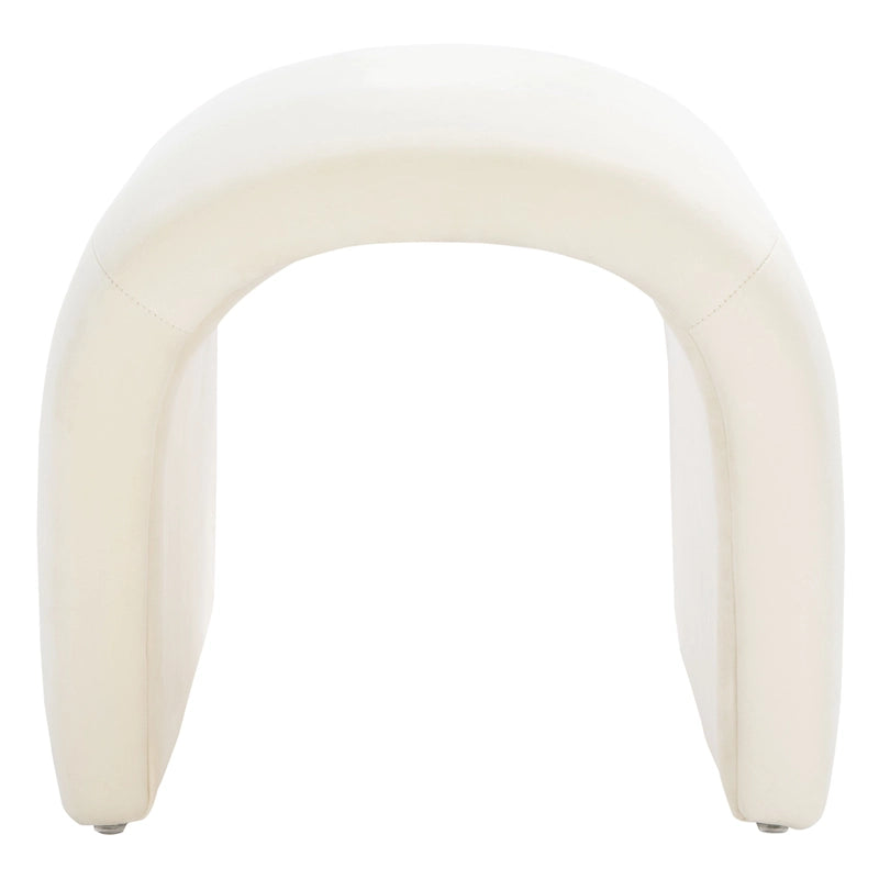 Modern Curved Velvet Ottoman for Contemporary Interiors, Plush Minimalist Accent Piece