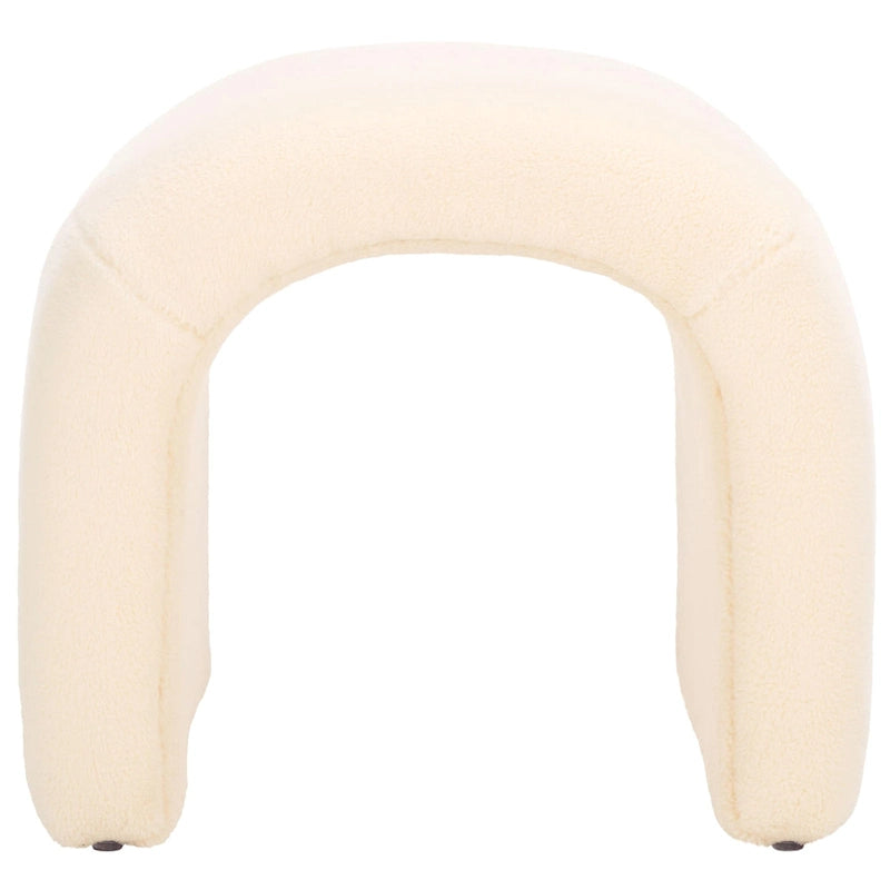 Modern Curved Velvet Ottoman for Contemporary Interiors, Plush Minimalist Accent Piece