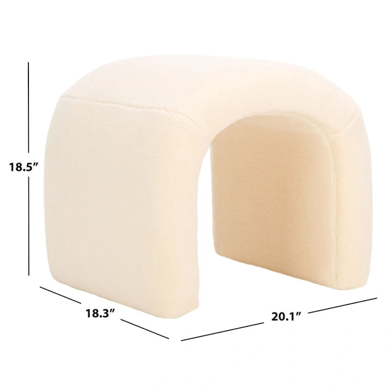 Modern Curved Velvet Ottoman for Contemporary Interiors, Plush Minimalist Accent Piece