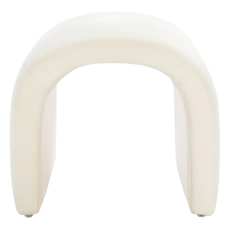 Modern Curved Velvet Ottoman for Contemporary Interiors, Plush Minimalist Accent Piece