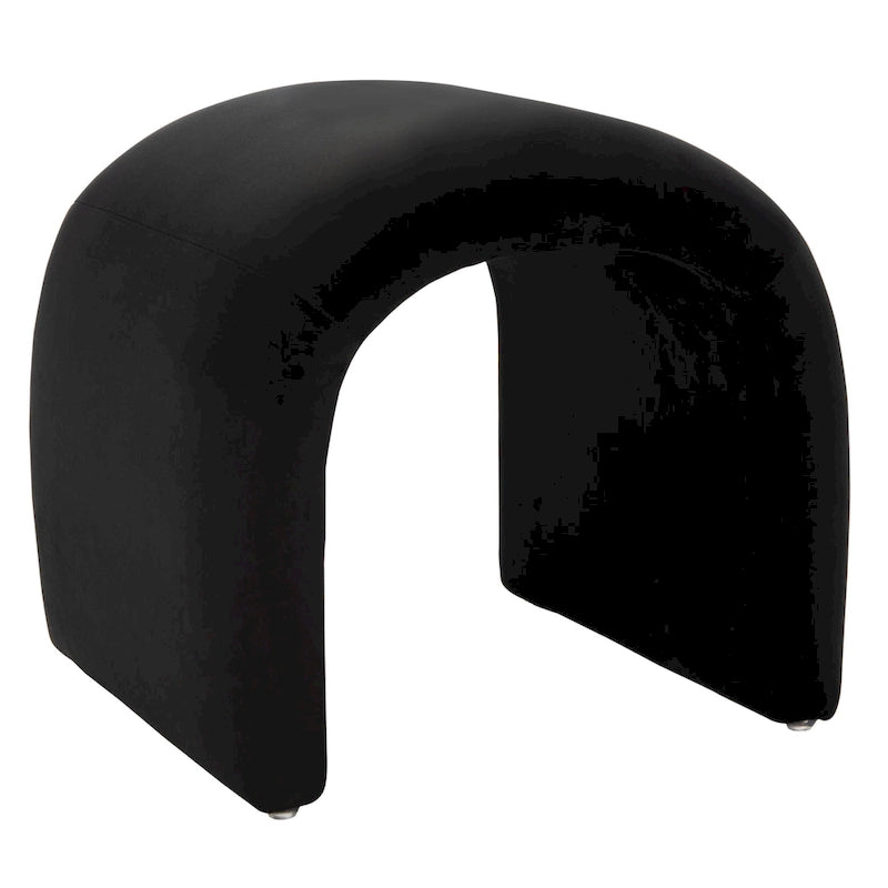 Modern Curved Velvet Ottoman for Contemporary Interiors, Plush Minimalist Accent Piece