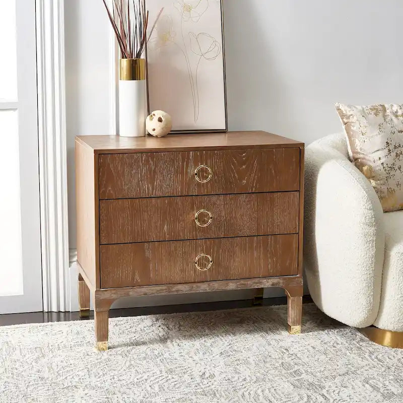 Contemporary 3-Drawer Nightstand with Chic Hardware and Timeless Finish