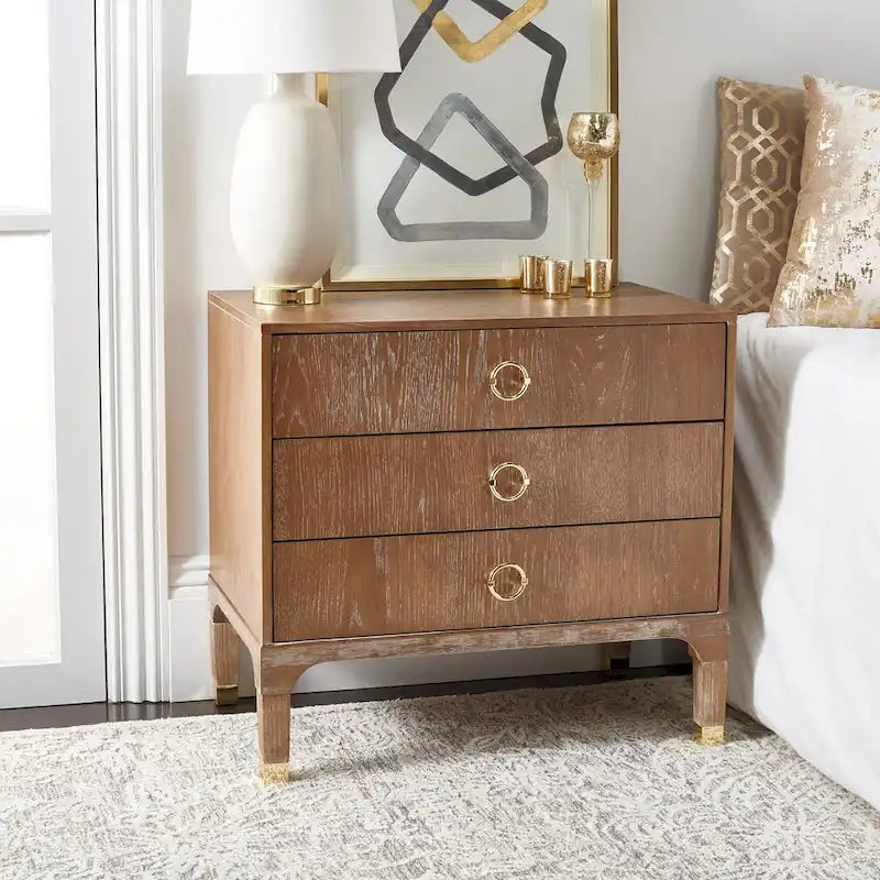 Contemporary 3-Drawer Nightstand with Chic Hardware and Timeless Finish