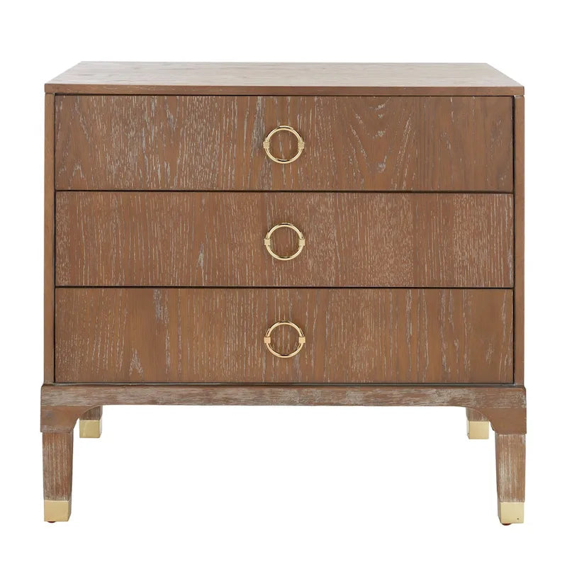 Contemporary 3-Drawer Nightstand with Chic Hardware and Timeless Finish