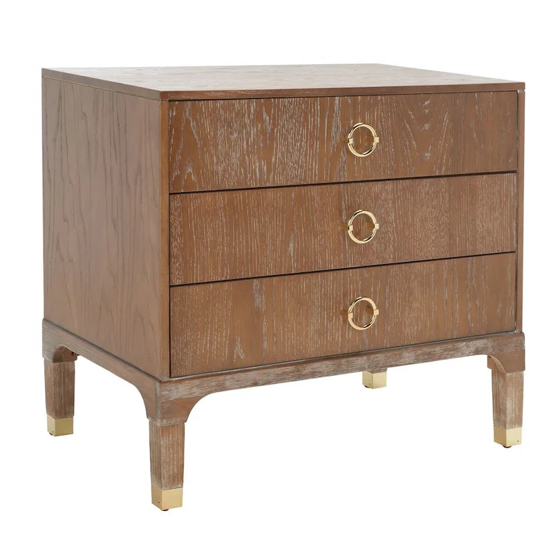 Contemporary 3-Drawer Nightstand with Chic Hardware and Timeless Finish