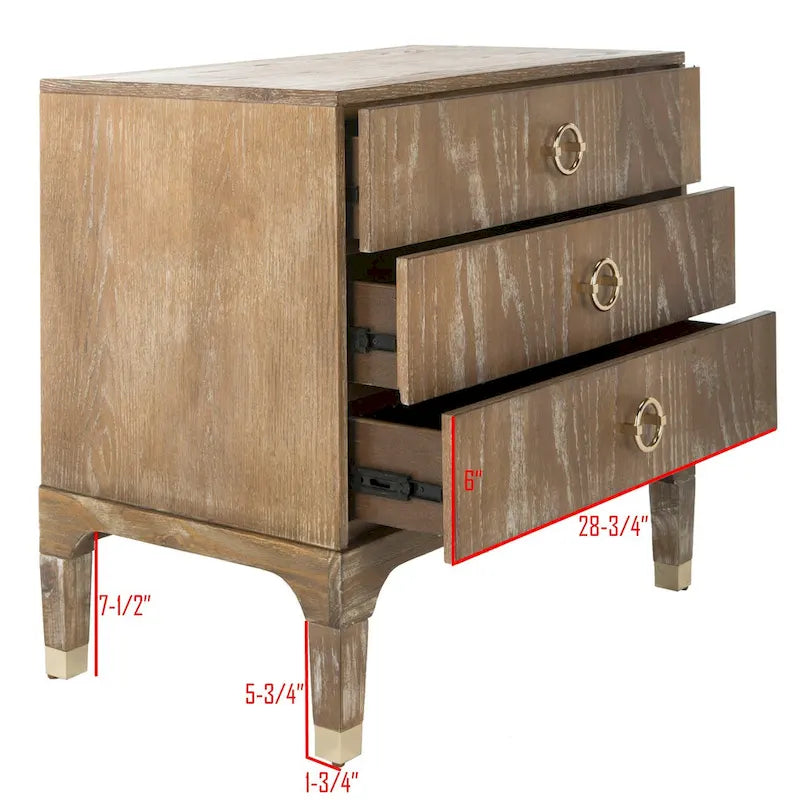 Contemporary 3-Drawer Nightstand with Chic Hardware and Timeless Finish