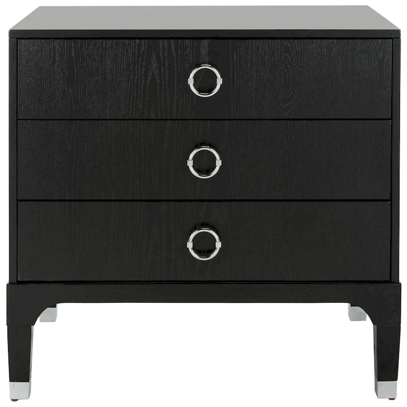 Contemporary 3-Drawer Nightstand with Chic Hardware and Timeless Finish