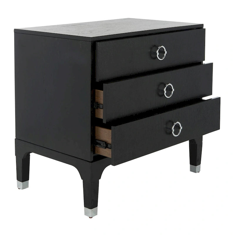 Contemporary 3-Drawer Nightstand with Chic Hardware and Timeless Finish