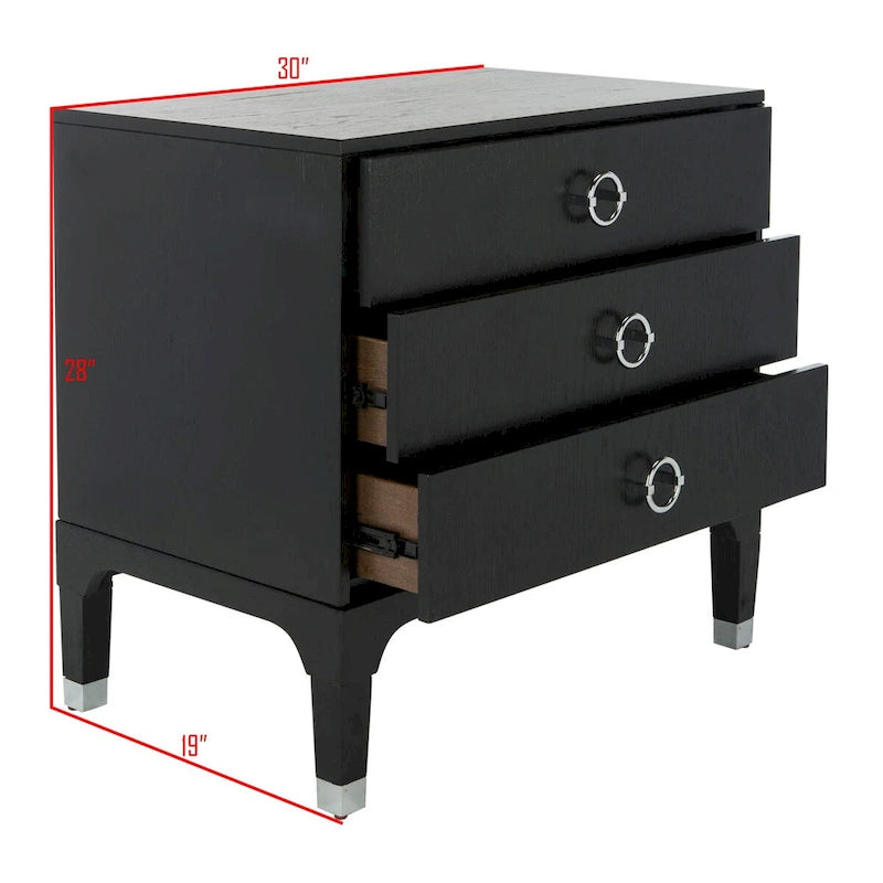 Contemporary 3-Drawer Nightstand with Chic Hardware and Timeless Finish