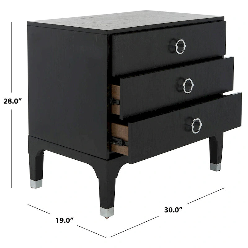 Contemporary 3-Drawer Nightstand with Chic Hardware and Timeless Finish