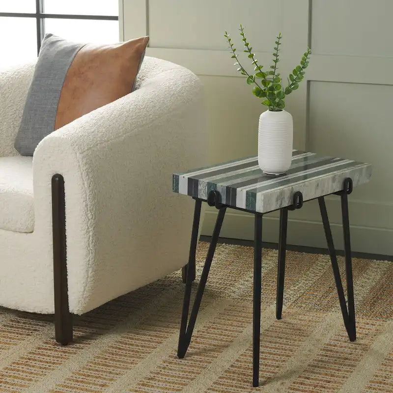 Marble Top Side Table (Fully Assembled) - 19.5 In. W x 13.5 In. D x 20.5 In. H - 20Wx14Dx21H