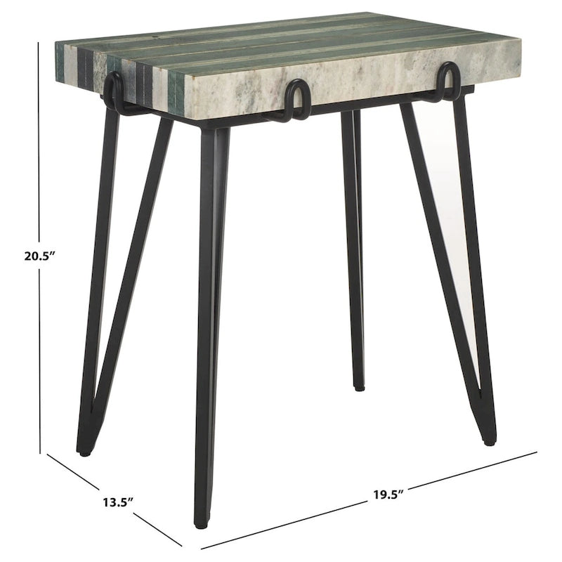 Marble Top Side Table (Fully Assembled) - 19.5 In. W x 13.5 In. D x 20.5 In. H - 20Wx14Dx21H