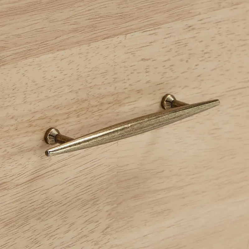 8-Drawer Mixed Wood Dresser with Metal Pulls, White Frame & Tapered Legs, Modern Eclectic Style