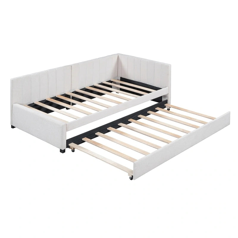 Modern Classic Sofa Bed with Trundle & Storage, Twin Size, Space-Saving Design for Small Apartments