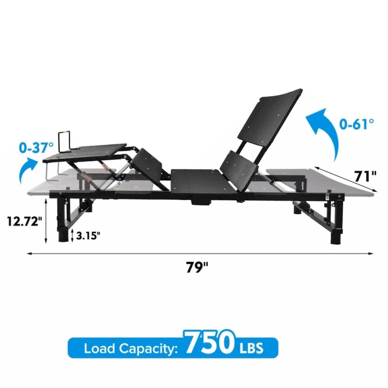 King Adjustable Bed Base with Zero-Gravity Design, Quiet Motor & Head/Foot Incline