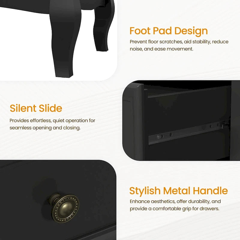 55-Inch Modern Farmhouse 7-Drawer Dresser, White MDF & Rubberwood, Anti-Tip Design, Silent Slides