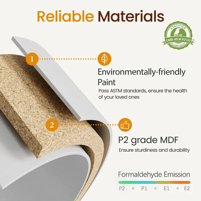 55-Inch Modern Farmhouse 7-Drawer Dresser, White MDF & Rubberwood, Anti-Tip Design, Silent Slides