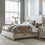 Belmar Washed Taupe & Silver Champagne King California Upholstered Bed