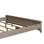 King Size Upholstered Bed with Linen Headboard, Rubberwood Frame & Two-Tone Washed Taupe Finish