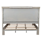 King Size Upholstered Bed with Linen Headboard, Rubberwood Frame & Two-Tone Washed Taupe Finish
