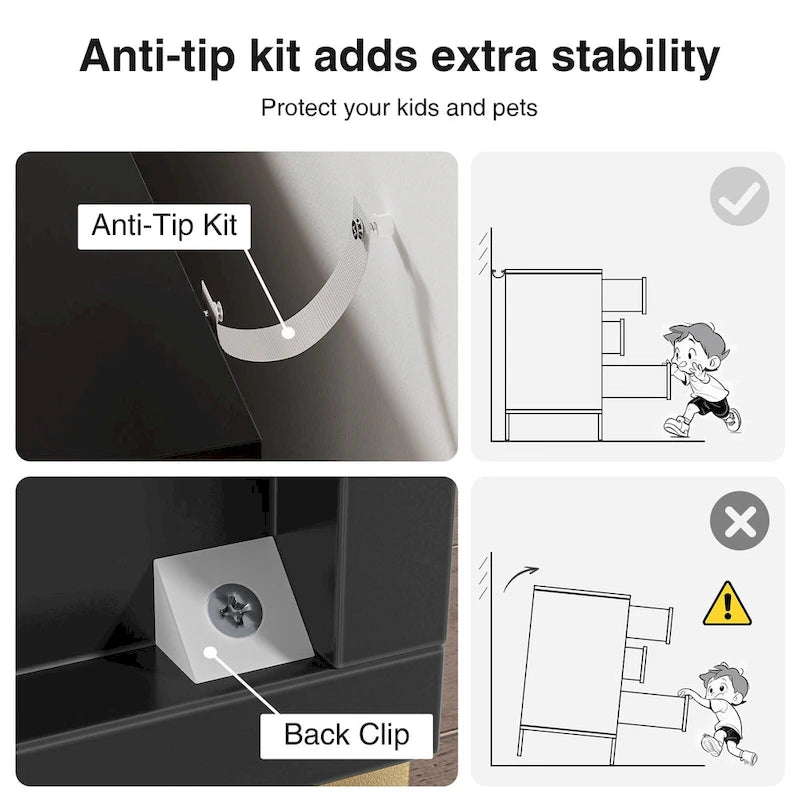 Modern 6-Drawer Dresser with Gold Metal Legs & Handles, Black Particle Board, 47" Wide Storage Chest