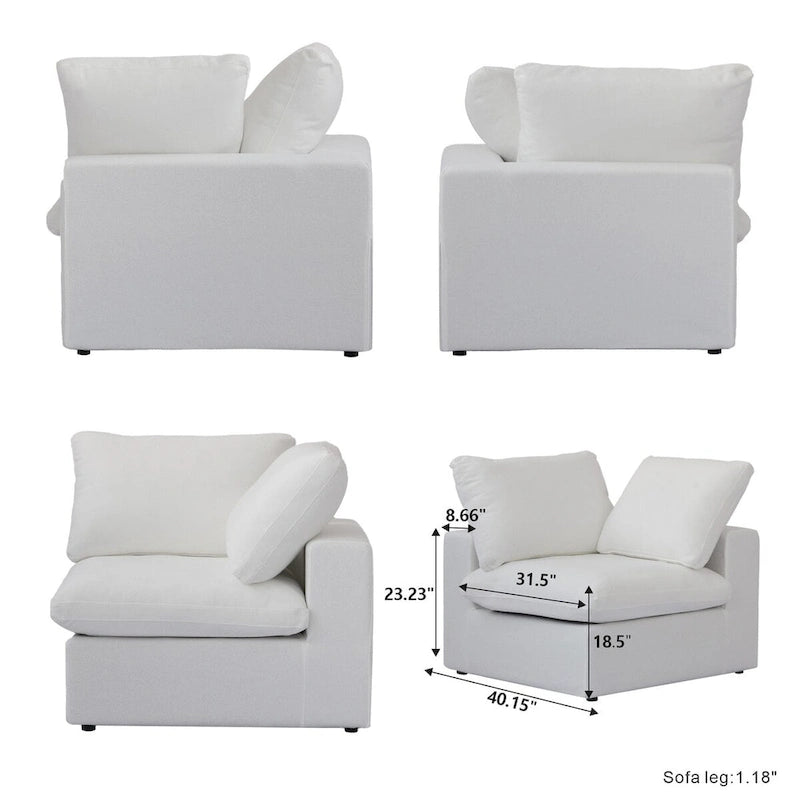 Modular Linen Sectional Sofa, L-Shape with Removable Covers & Down Cushions, Seats 5, 330 lbs Capacity
