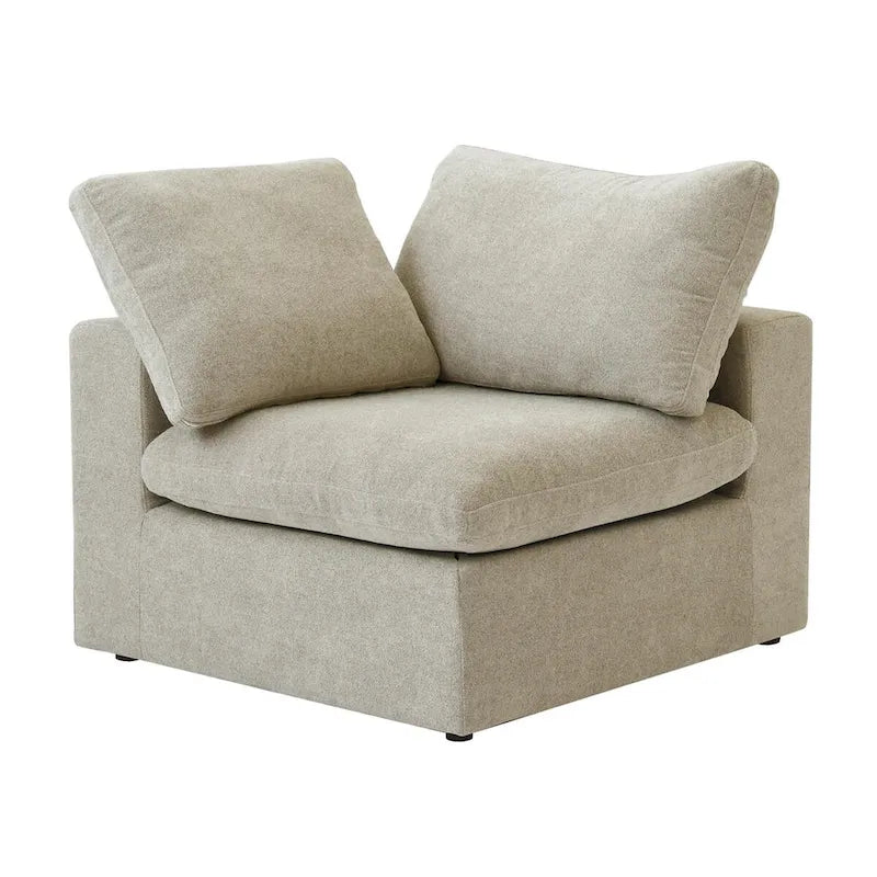 Modular Linen Sectional Sofa, L-Shape with Removable Covers & Down Cushions, Seats 5, 330 lbs Capacity