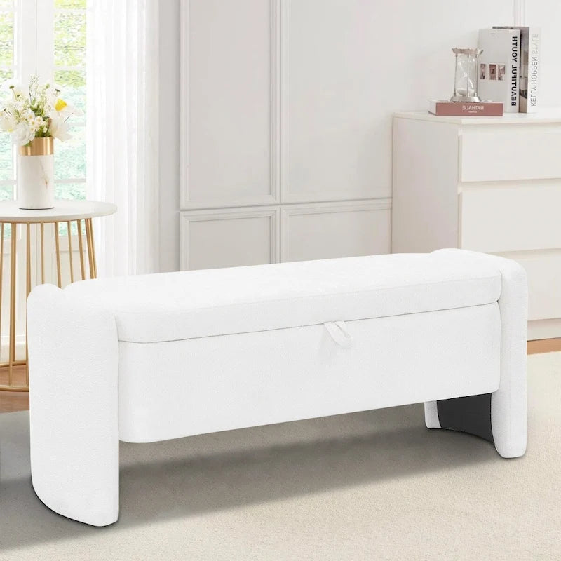 Minimalist Stylish Chenille Fabric Upholstered Storage Bench