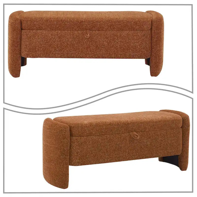 Minimalist Stylish Chenille Fabric Upholstered Storage Bench