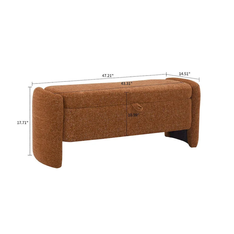Minimalist Stylish Chenille Fabric Upholstered Storage Bench