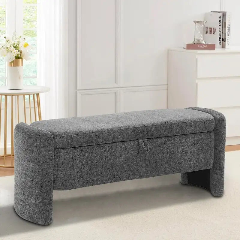Minimalist Stylish Chenille Fabric Upholstered Storage Bench