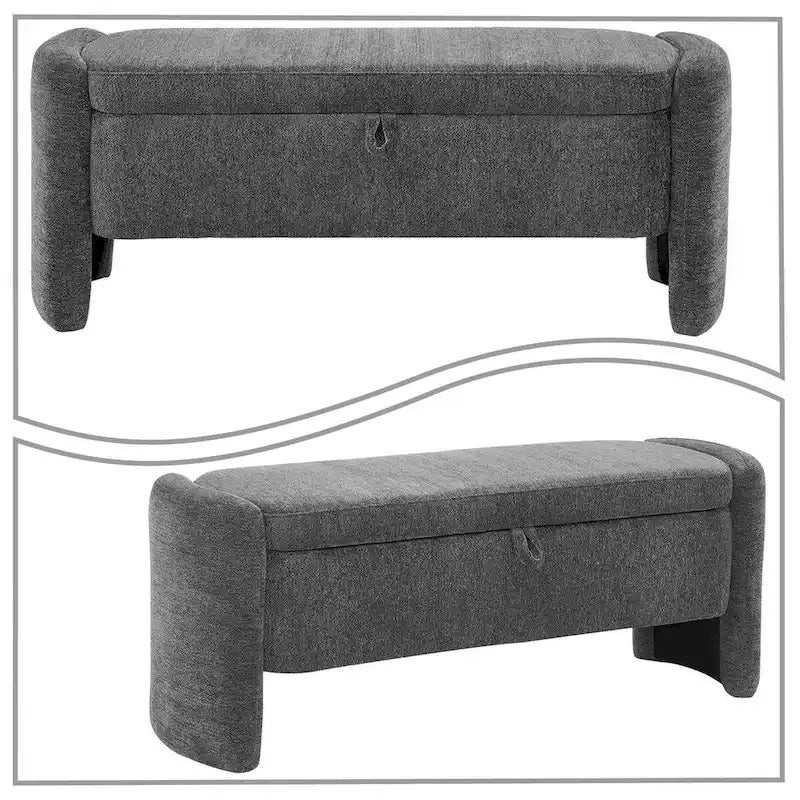 Minimalist Stylish Chenille Fabric Upholstered Storage Bench