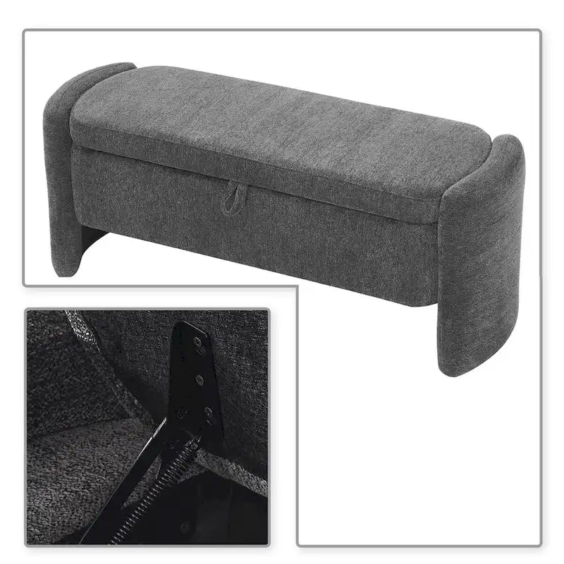 Minimalist Stylish Chenille Fabric Upholstered Storage Bench