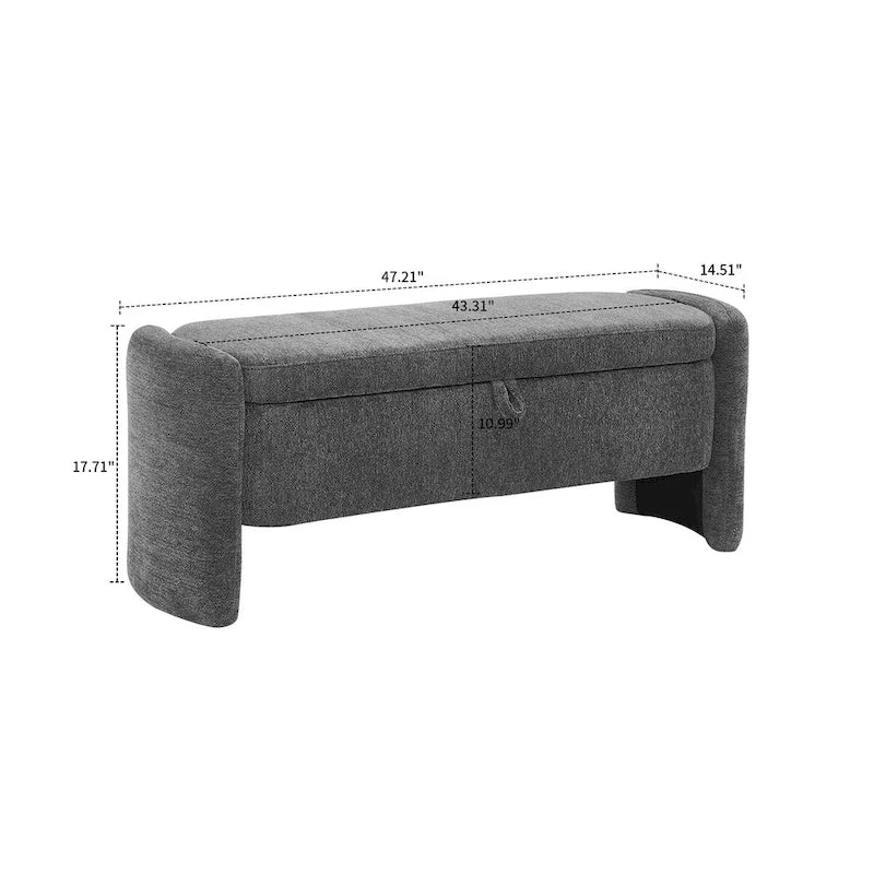 Minimalist Stylish Chenille Fabric Upholstered Storage Bench