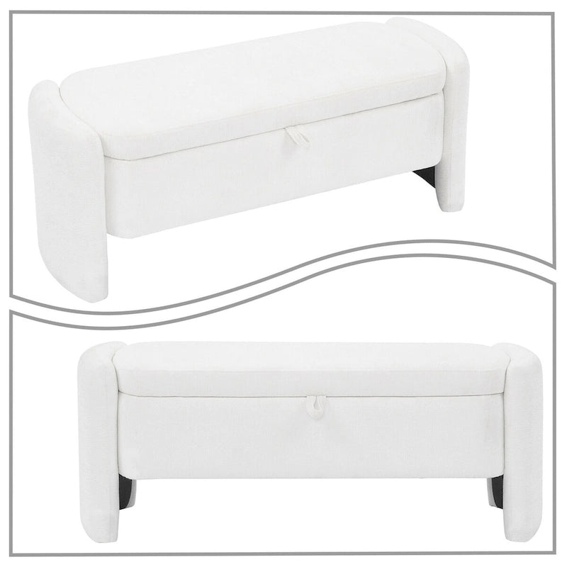 Minimalist Stylish Chenille Fabric Upholstered Storage Bench
