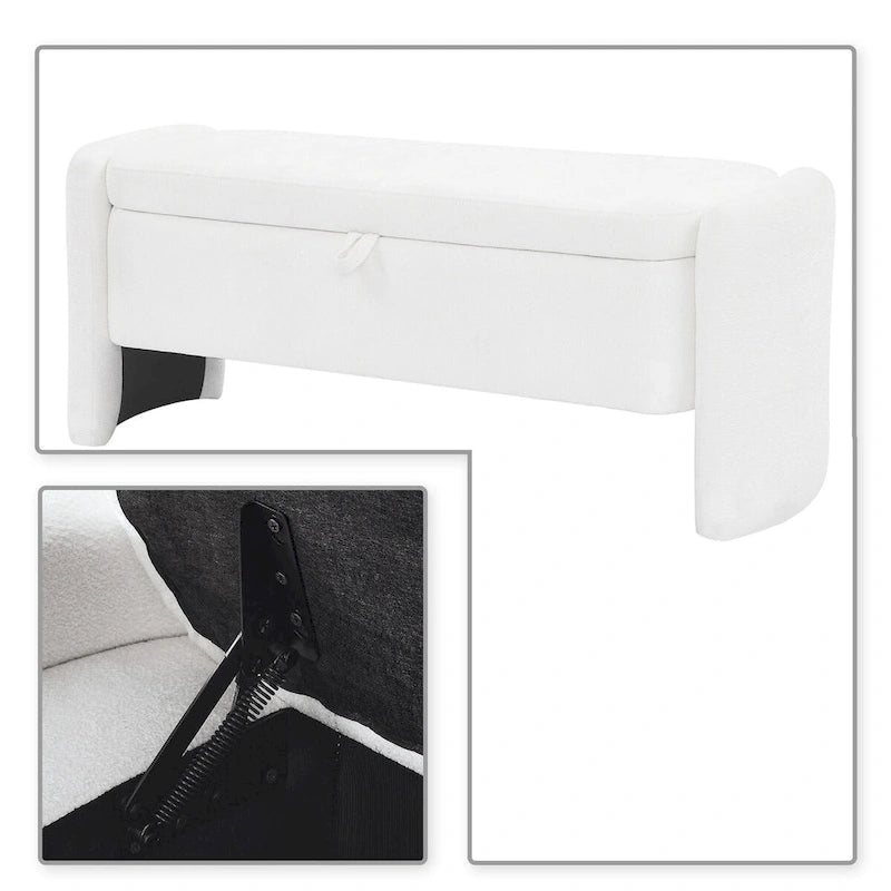 Minimalist Stylish Chenille Fabric Upholstered Storage Bench