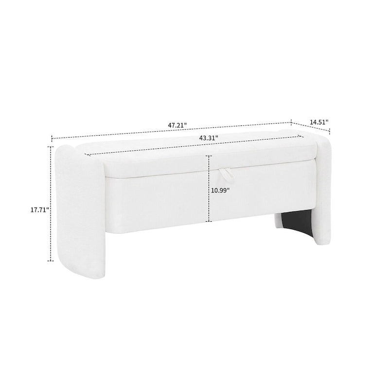 Minimalist Stylish Chenille Fabric Upholstered Storage Bench